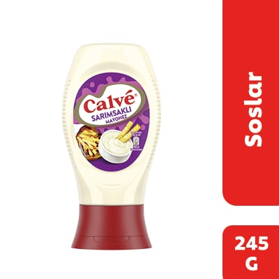 Calve Sarımsaklı Mayonez 245GR - Sarımsak aromalı benzersiz tadı ile özellikle sandviçlere, salata soslarına ve et yemeklerine benzersiz bir lezzet katar.